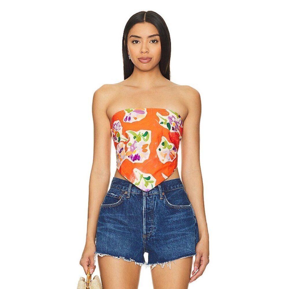 Rays For Days Revolve Ivy Top Matisse Floral Coral Pink Sleeveless Crop Top Xs